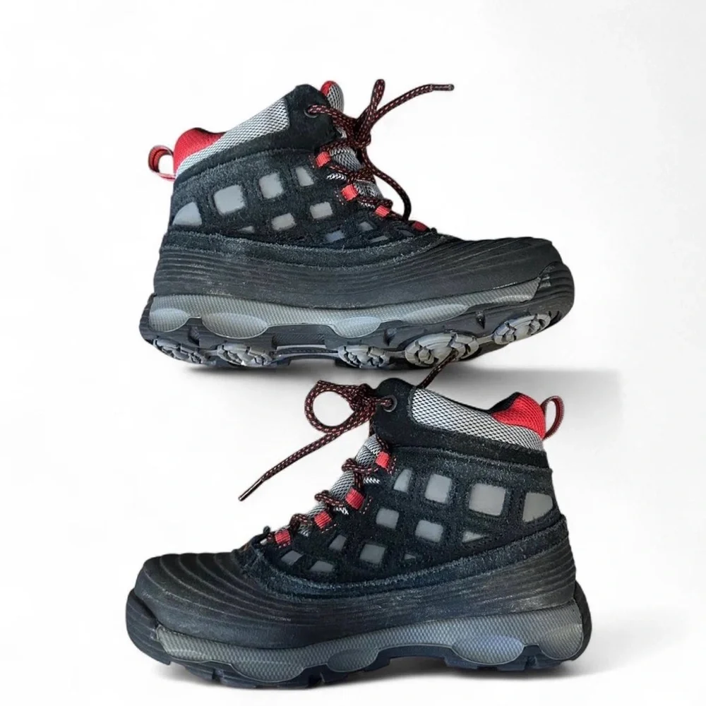 MERRELL Thermoshiver Black Red Waterproof Insulated Snow Hiking Boots‎ Boys 1.5